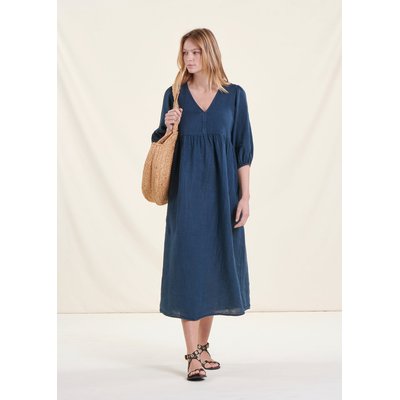 Robe droite en lin mi longue clearance