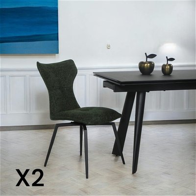 Chaise verte pivotante en velours avec passepoil (lot de 2) LOMBARDIE PIER IMPORT
