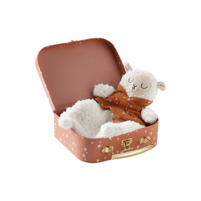 Doudou mouton bi-matière avec mallette VERTBAUDET