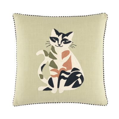 Housse de coussin en coton vert, CHOUQUETTE DESFORGES