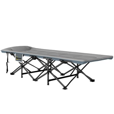 Lit de camp pliable matelassé grand confort tétière intégré gris OUTSUNNY