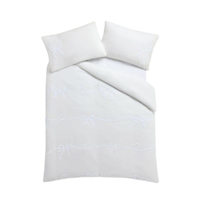Parure housse et taie en coton brossé tufté NEXT