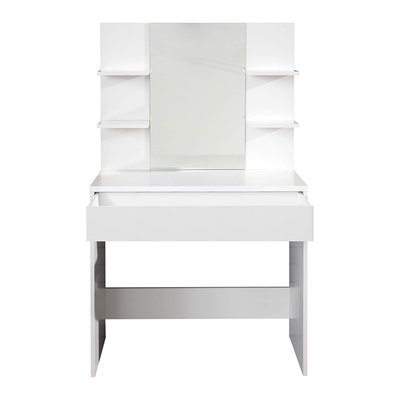 Coiffeuse avec 4 tablettes, 1 grand tiroir et 1 miroir L85 cm - Basix CALICOSY