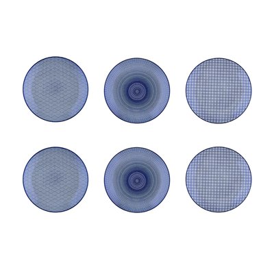 Lot de 6 assiettes à dessert en porcelaine, PATTERN BJORN