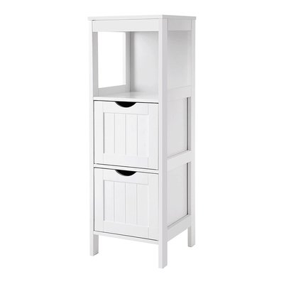 Rangement de Salle de Bain 2 Tiroirs L89 cm - Blanc CALICOSY