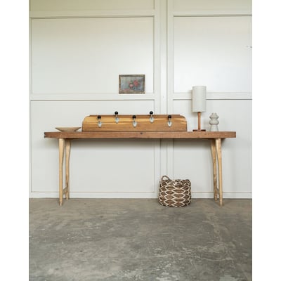 Longue console en bois de campagne Francine N°1582 - Bon état DEBONGOUT