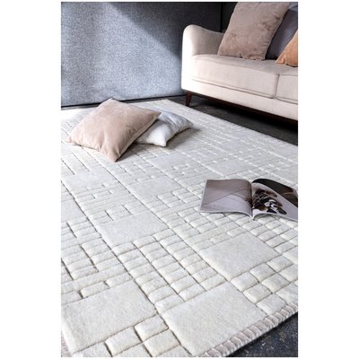 Grid Patterned Hand Tufted Rug in 100% Wool SO'HOME
