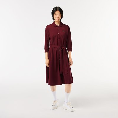 Full Midi Polo Dress in Cotton Petit Pique LACOSTE