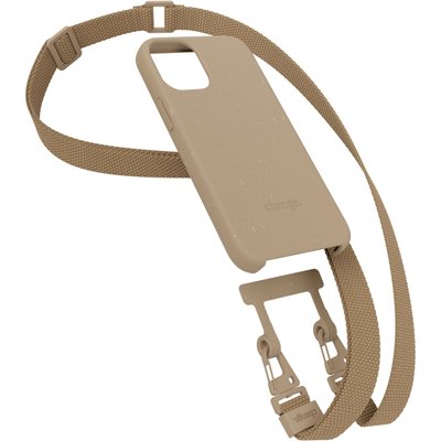 Coque avec cordon iPhone 14 Plus Tour de cou taupe WOODCESSORIES