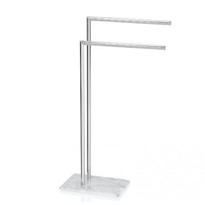 Porte Serviettes 2 Bras Inox et Base Marbre Blanc WADIGA