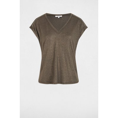 T-shirt manches courtes, strass aux épaules MORGAN
