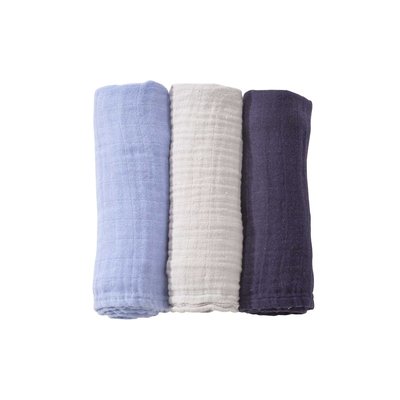 3 Langes bébé - OEKO-TEX® STANDARD 100 -Bleu pastel TROIS KILOS SEPT