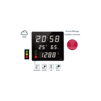 Capteur qualité de l'air Mesureur de CO2 & horloge Quaelis 18 ORIUM