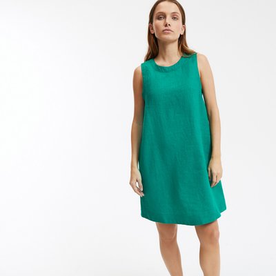 Korte uitlopende jurk in linnen, zonder mouwen LA REDOUTE COLLECTIONS