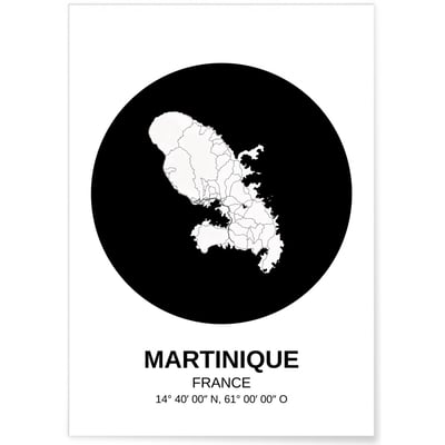 Affiche Carte Martinique L'AFFICHERIE