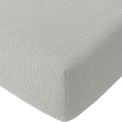 Drap housse en gaze de coton lavé bonnet 30 cm uni, PUR BATON ROUGE