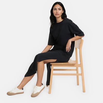Jersey Maxi Dress with Buttoned Shoulder LA REDOUTE COLLECTIONS