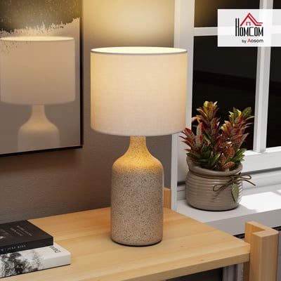 Lampe de table Céramique Sable, Blanc HOMCOM