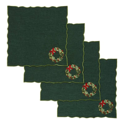 Lot de 4 serviettes de table Elma vertes ATMOSPHERA