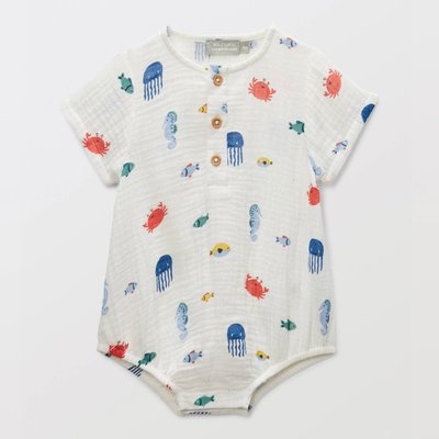 Barboteuse manches courtes imprimée en coton BIO GOTS BOUT'CHOU