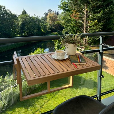 Table de balcon rabattable en acacia, SUMBA HAPPY GARDEN