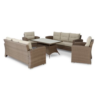 Salon de jardin 8 places, rotin, BOLONIA DEFORA HOME
