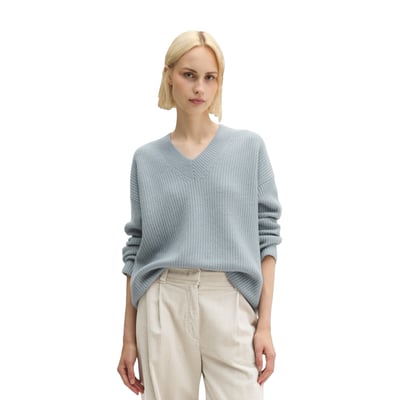 Pull en maille à col en V, coupe ample en mélange de laine vierge douce MARC O'POLO