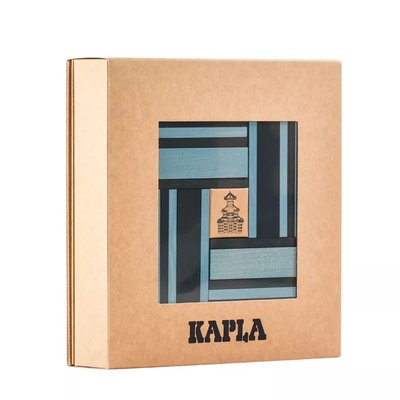 Coffret 40 planchettes bleu ciel et bleu foncé avec livre KAPLA