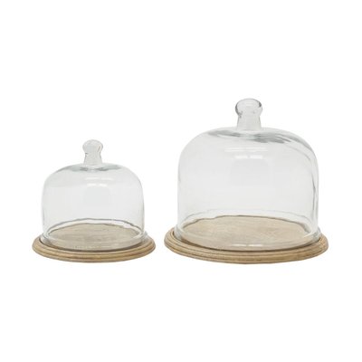 Cloches en verre + plateaux en manguier (lot de 2) AUBRY GASPARD