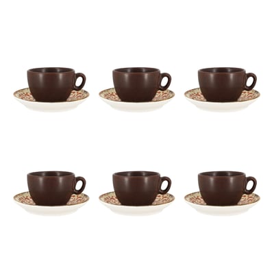 Lot de 6 tasses 16cl avec soucoupes en porcelaine, PALAZZO OGO LIVING
