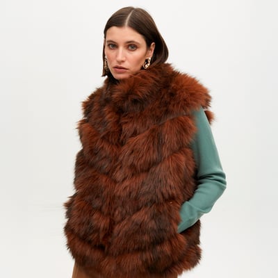 Gilet En Fausse Fourrure Femme Sans Manches - Chaud Et Élégant Pour Automne/Hiver - Style Duveteux