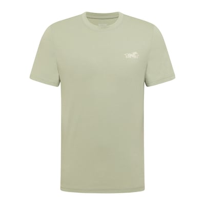 T-shirt en coton vert d'eau uni avec une coupe droite et un col rond MUSTANG