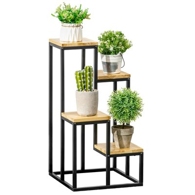 Porte-plantes style industriel 4 étagères métal sapin OUTSUNNY