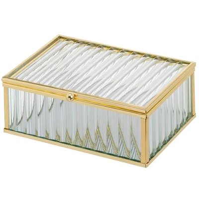 Boîte à bijoux métal doré, verre et miroir 15x11x6cm WADIGA