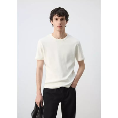 T-shirt slim fit en coton côtelé MANGO MAN