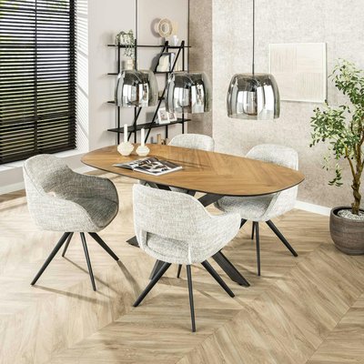 Table à manger bords ronds motif chevron, teck recyclé 180 cm MAYA PIER IMPORT