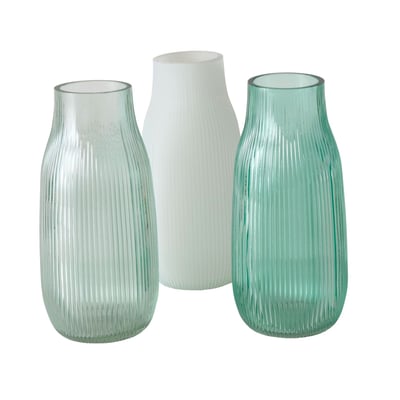 Set de 3 vases en verre bleu Hauteur 20cm WADIGA