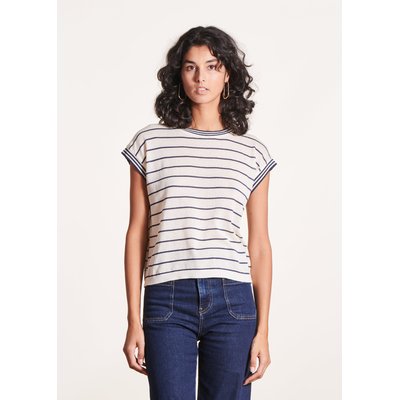 Pull rayé manches courtes col rond LA FEE MARABOUTEE