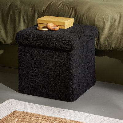 Pouf coffre carré en tissu bouclette MOKA TODAY