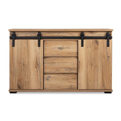 Buffet 2 Portes Coulissantes et 3 Tiroirs Centraux L140 cm - MANZANO CALICOSY