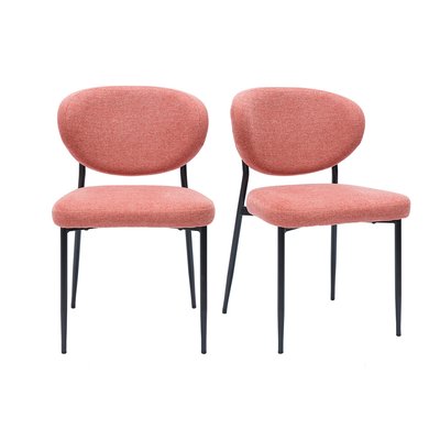 Chaises en tissu effet velours texturé gris et métal noir (lot de 2) BREKA MILIBOO