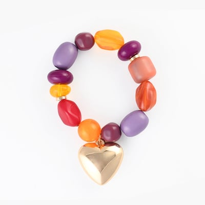 Bracelet perles multicolores pendentif cœur BALABOOSTE