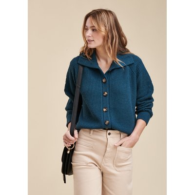 Gilet ample en maille côtes perlées LA FEE MARABOUTEE