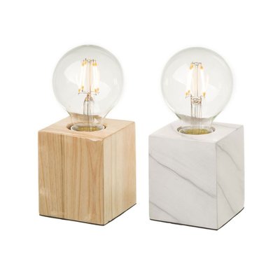 Set de 2 Lampes Bois - Bois et Marbre WADIGA