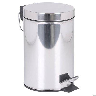 Poubelle ronde à pédale chrome brillant 3L WADIGA