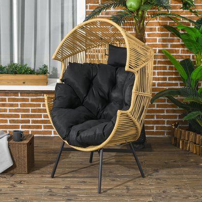 Fauteuil de jardin cocon sur pied dim. 89L x 75l x 143H cm avec coussins OUTSUNNY
