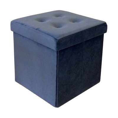 Pouf coffre carré en velours synthétique capitonné JARDINDECO