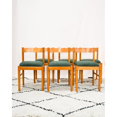 Lot de 6 chaises en hêtre Alma N°2135 - Bon état DEBONGOUT