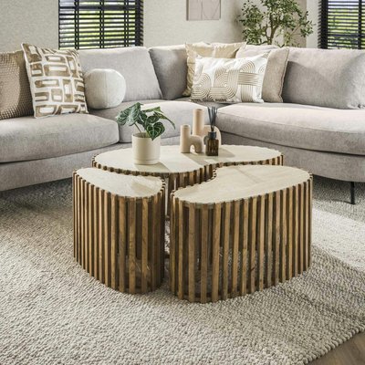 Table basse organique en bois et céramique (lot de 3) ASCOLI PIER IMPORT