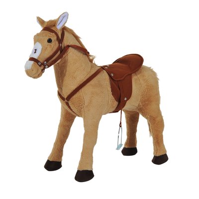 Cheval debout en peluche effets sonores hennissement et galop beige HOMCOM